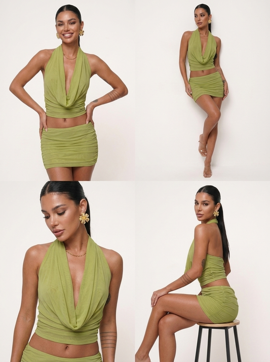 Sage Green Mesh Dress Infinite