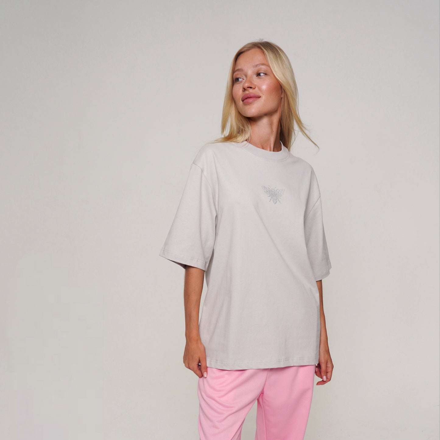 WOMEN'S T-SHIRT DIAMOND FRONT BEE GRAY
