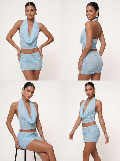 Sky Blue Mesh Dress Infinite