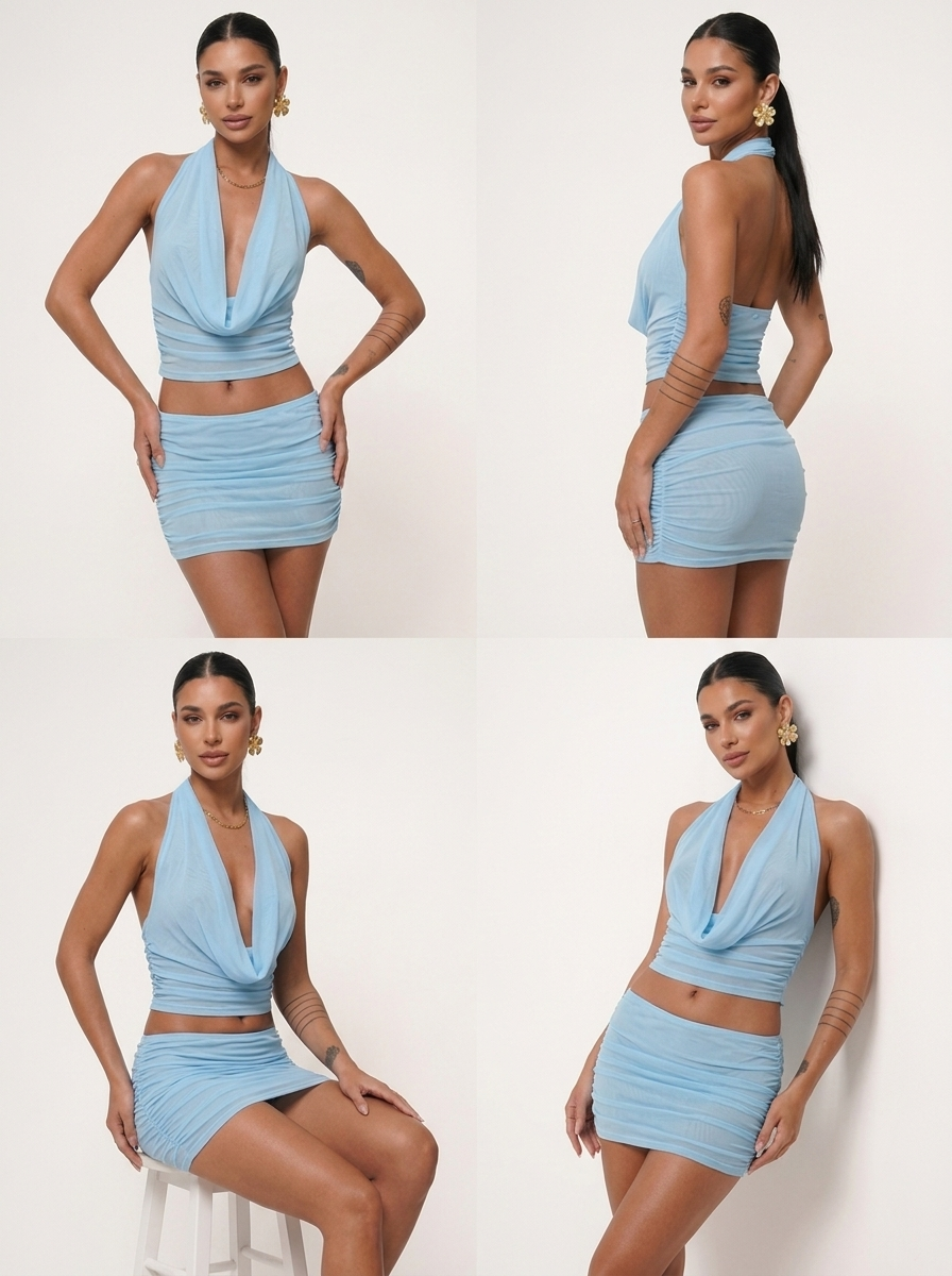 Sky Blue Mesh Dress Infinite