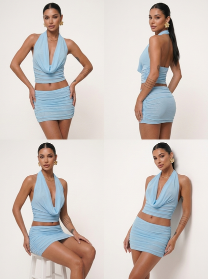 Sky Blue Mesh Dress Infinite