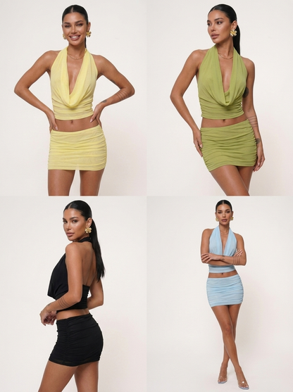 Sage Green Mesh Dress Infinite